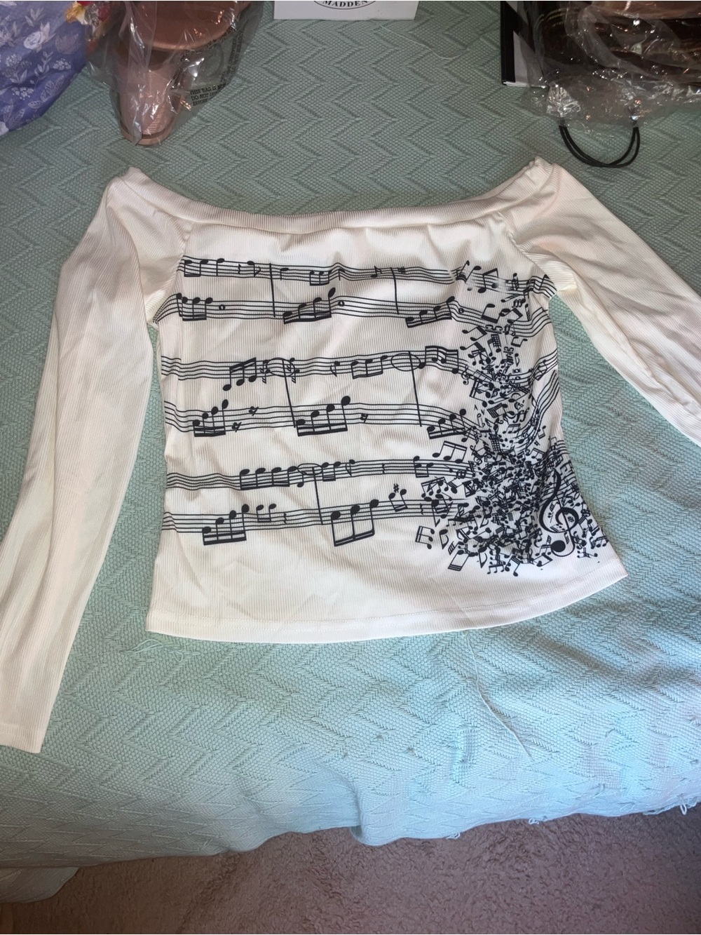 SHEIN Music Lovers off shoulder Top